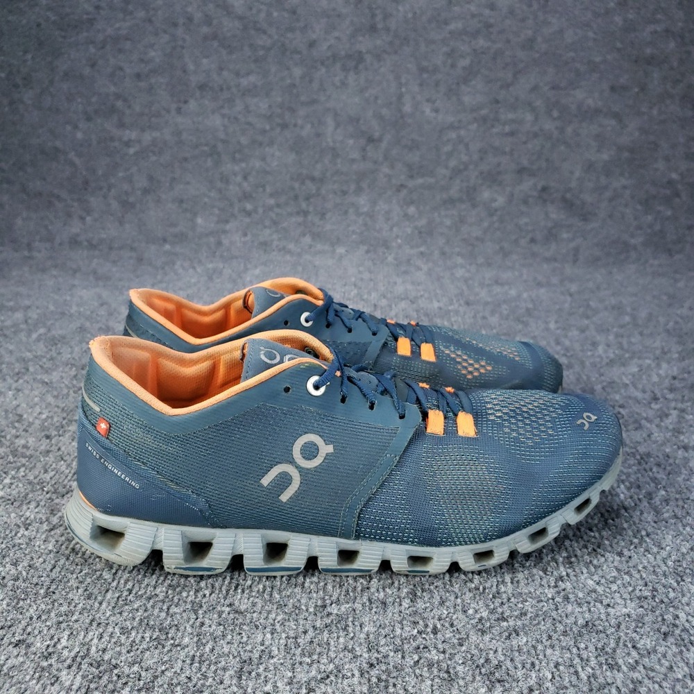 On Cloud X Shoes Mens Size 9 Blue Orange Running Sneakers Lightweight